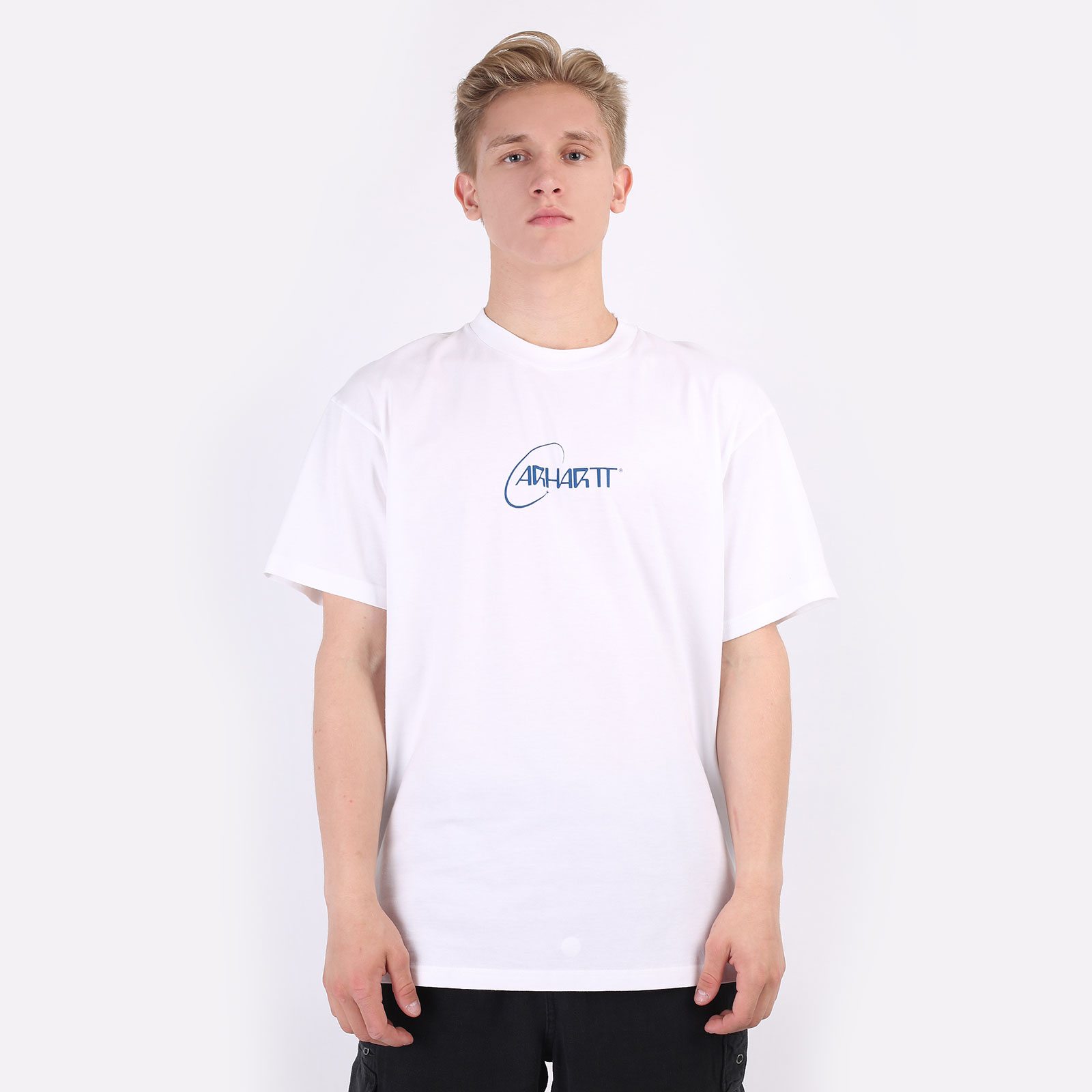 Мужская футболка Carhartt WIP S/S Orbit T-Shirt (I029928-white/blue)  - цена, описание, фото 3